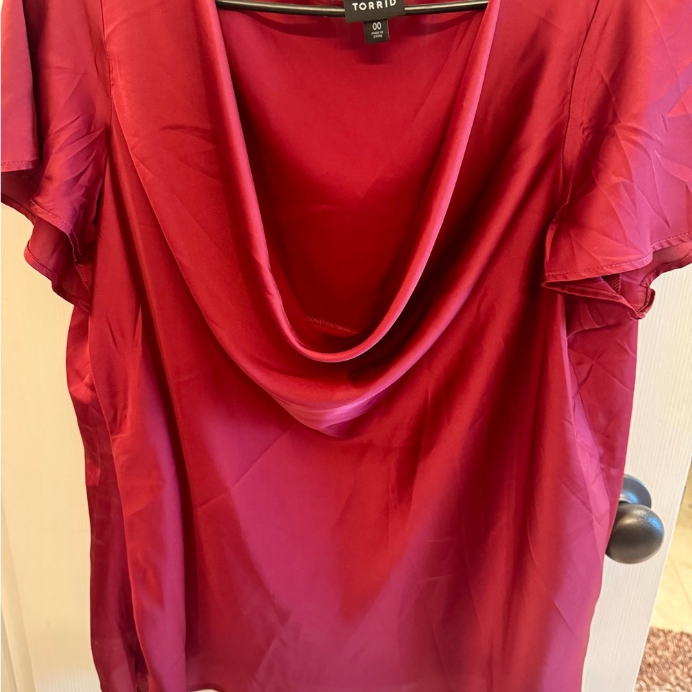 Torrid Deep Red Cowl Neck Blouse